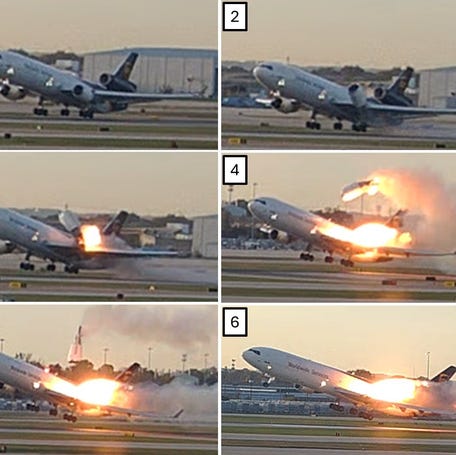 The National Transportation Safety Board on Nov. 20 released a preliminary report on the crash of a UPS MD-11 cargo jet in Louisville, Kentucky on Nov. 4. Included were a series of dramatic images of the jet bursting into flames on takeoff.