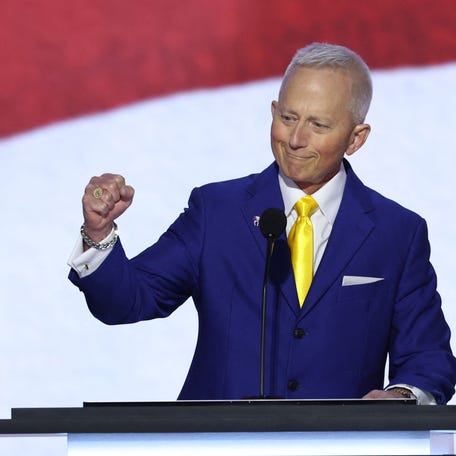 Representative Jeff Van Drew (R-NJ) speaks during Day 2 of the Republican National Convention (RNC), at the Fiserv Forum in Milwaukee, Wisconsin, U.S., July 16, 2024.