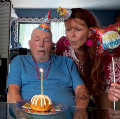 Vicki Davis, 70, and her father, Arthur Davis, on his 95th birthday.