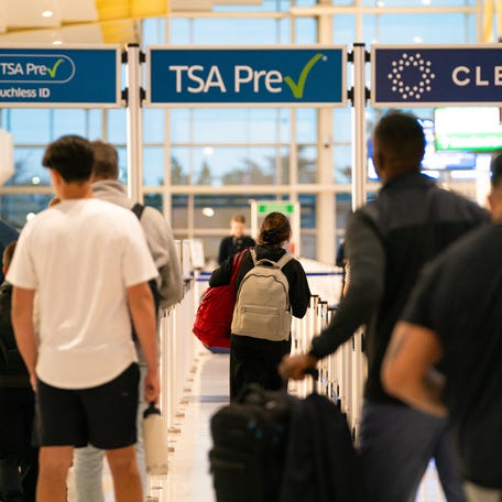 People at the Reagan National Airport security line in Arlington, Virginia on November 9, 2025.