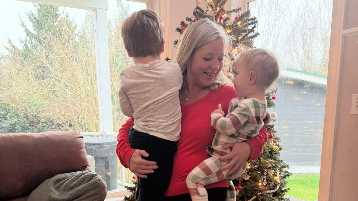 Josie Bradley of Snohomish, Washington, and her family have decided not to exchange Christmas gifts this year. Bradley, shown with two of her grandchildren, said the family will spend time putting on a talent show instead.