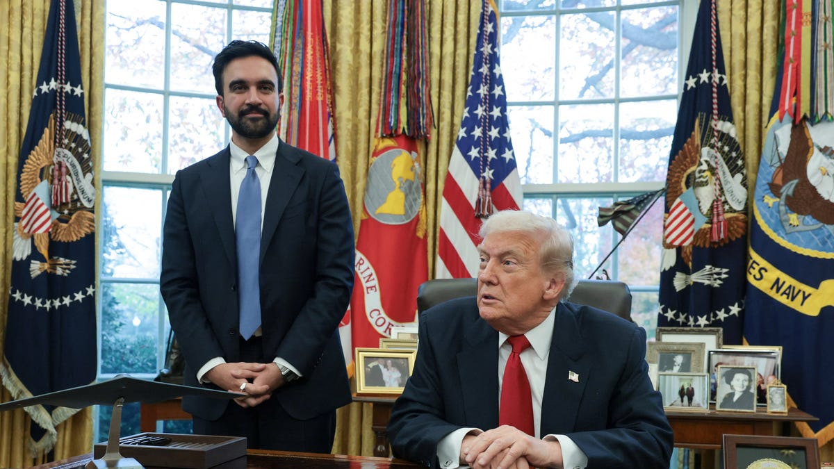 President Donald Trump meets with New York City Mayor-elect Zohran Mamdani in the Oval Office at the White House in Washington, DC, on Nov. 21, 2025.