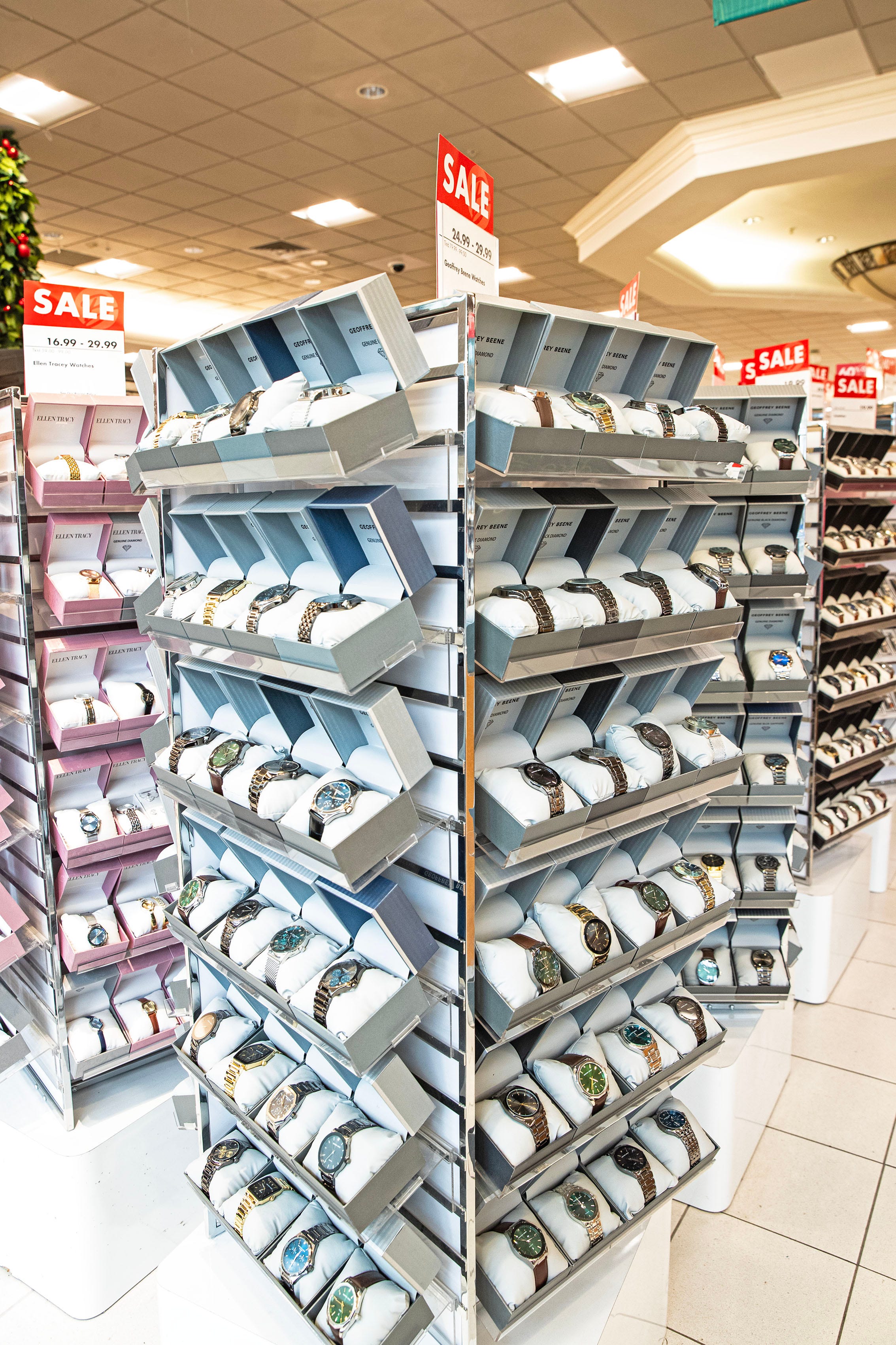 The watch stands are seen inside Boscov’s department store in Christiana on Nov. 22, 2025.