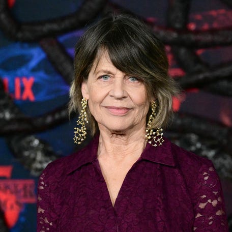 Linda Hamilton attends the premiere of "Stranger Things" Season 5 at the TCL Chinese theatre in Los Angeles on Nov. 6, 2025.