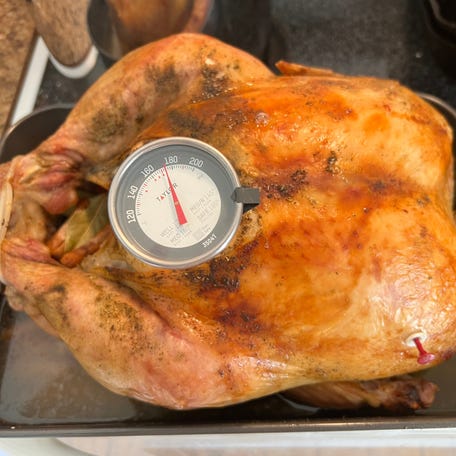 A classic turkey is the main star for Thanksgiving dinner.