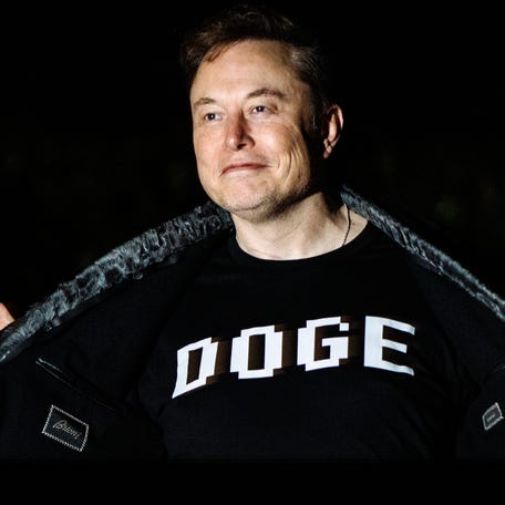 Elon Musk, then head of the Department of Government Efficiency (DOGE), walks to the White House on March 9, 2025, in Washington, DC.