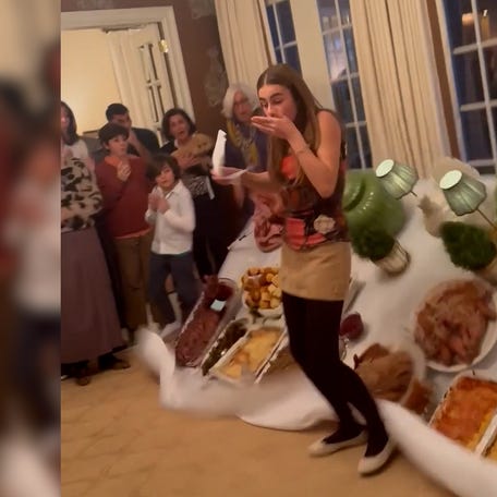 Thanksgiving feast takes a tumble, ruins food for 150 people.