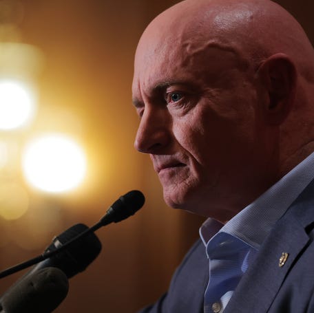 Sen. Mark Kelly (D-AZ) speaks at a news conference in the U.S. Capitol on December 1, 2025, in Washington, DC. Kelly held the event to address what he described as intimidating actions by U.S. President Donald Trump and Secretary of War Pete Hegseth.
