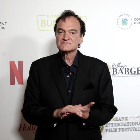 Quentin Tarantino arrives to receive The Vanguard Award at the Burbank International Film Festival Gala honoring Quentin Tarantino at Marriott Convention Center on Sept. 28, 2025, in Burbank, California.
