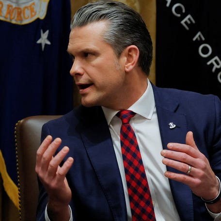 Defense Secretary Pete Hegseth speaks during President Donald Trump's Cabinet meeting at the White House in Washington, DC, on Dec. 2, 2025.