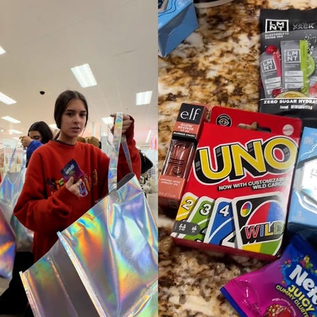Target's first 100 Black Friday customers received an iridescent giveaway bag.