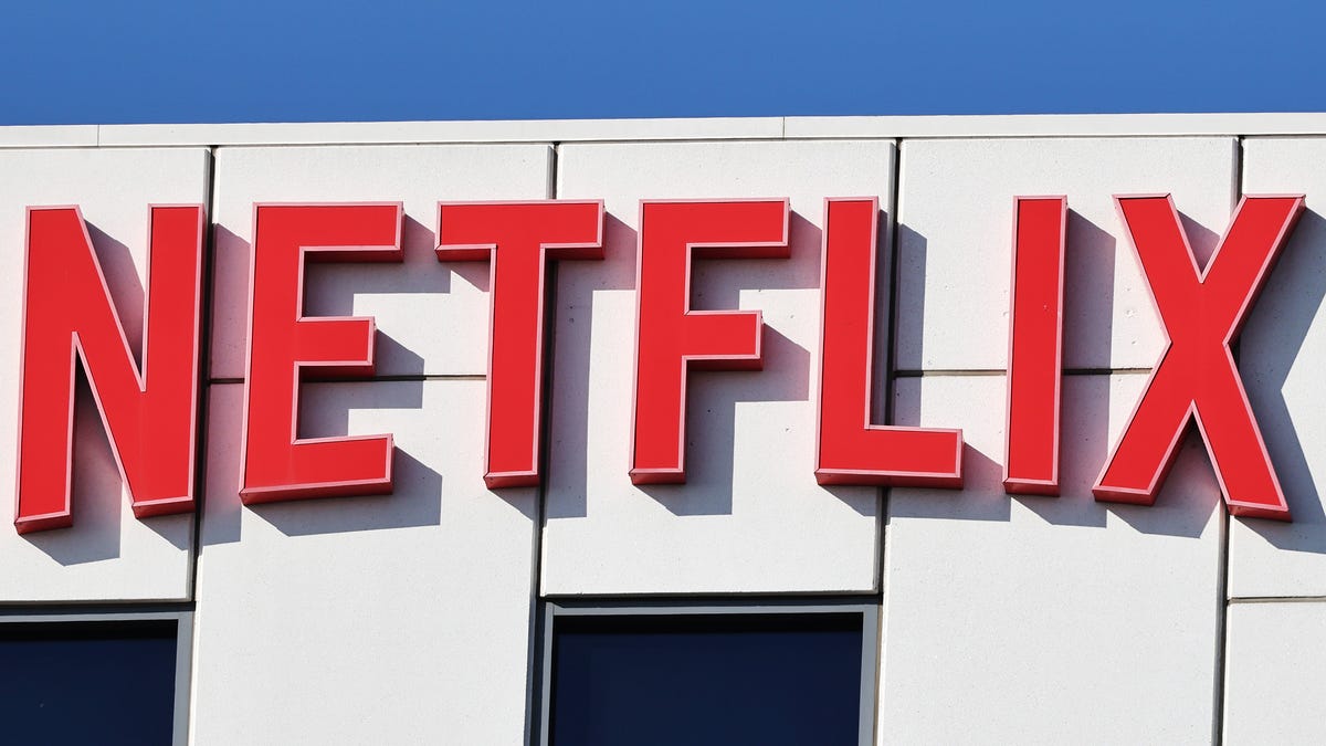 The Netflix logo is displayed at Netflix studios on October 7, 2025 in Los Angeles, California.