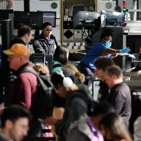 A Transportation Security Administration (TSA) security checkpoint at Los Angeles International Airport (LAX) on Nov. 26, 2025.