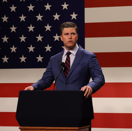 Colin Jost as Pete Hegseth on "Saturday Night Live" on Oct. 4, 2025.