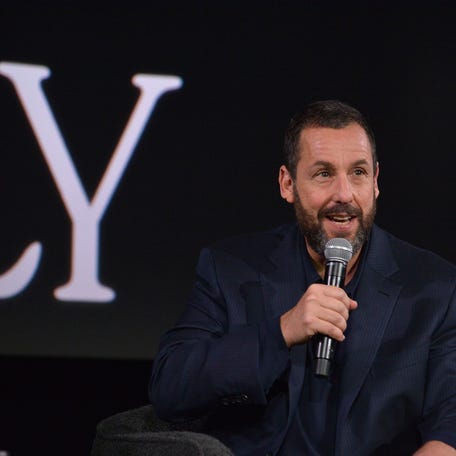 Adam Sandler speaks onstage during Netflix's "The Lineup: Live From The Egyptian" at The Egyptian Theatre Hollywood on Nov. 16, 2025, in Los Angeles.
