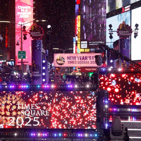 A view of the venue during Times Square New Year's Eve 2025 Celebration on December 31, 2024 in New York City.