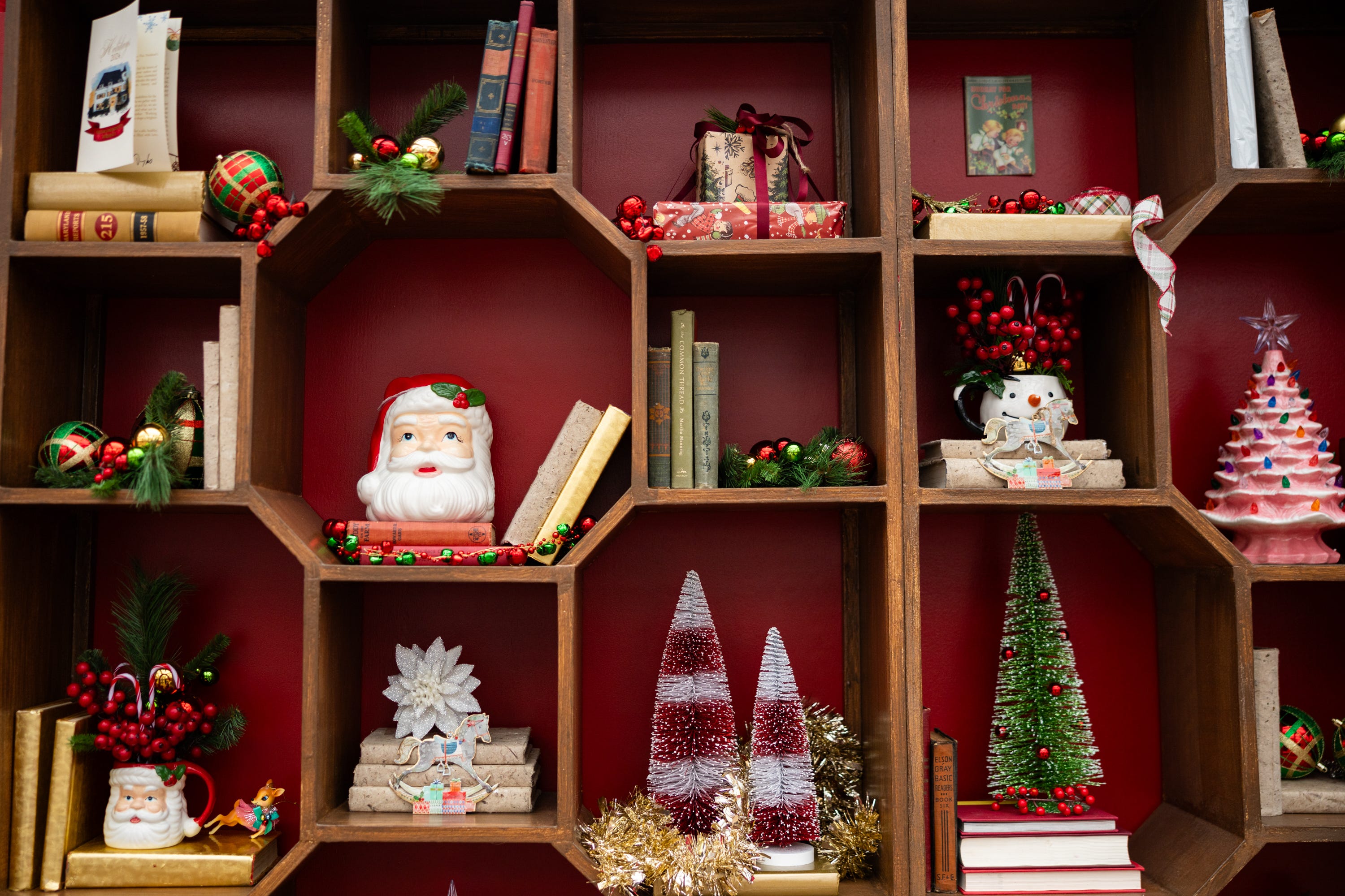 Holiday decor is displayed at the vice president’s residence on the grounds of the Naval Observatory on Dec. 8, 2025.