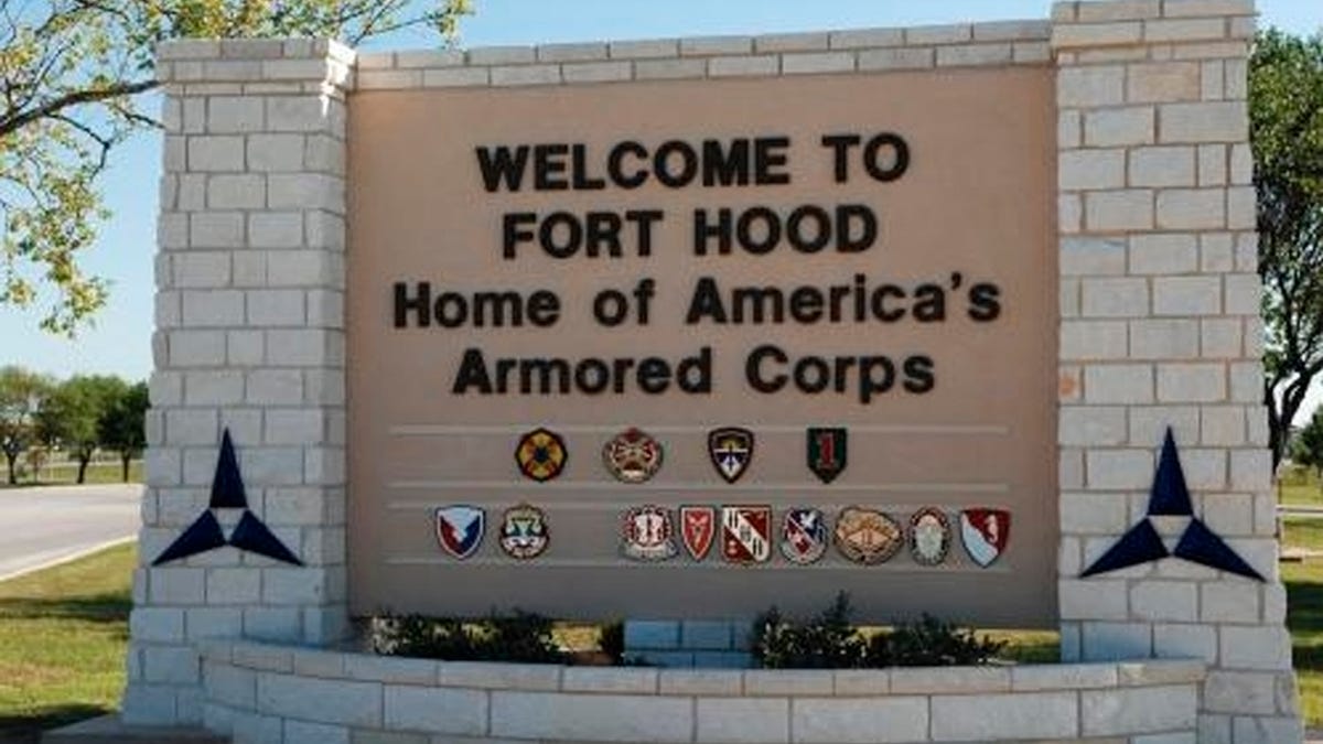 The main gate at the U.S. Army post at Fort Hood, Texas is pictured in this undated photograph, obtained on November 5, 2009. Three soldiers were killed and six are missing after their U.S. Army truck overturned June 2, 2016, while crossing a creek at Fort Hood, Texas, the Army said. REUTERS/III Corps Public Affairs/U.S. Army/Handout