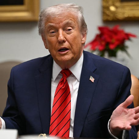 President Donald Trump speaks during a meeting at the White House in Washington, DC, on Dec. 10, 2025.