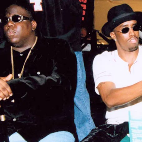 Christopher Wallace, aka The Notorious B.I.G., and Sean "Diddy" Combs are seen in this undated photo shown in Netflix's "Sean Combs: The Reckoning."