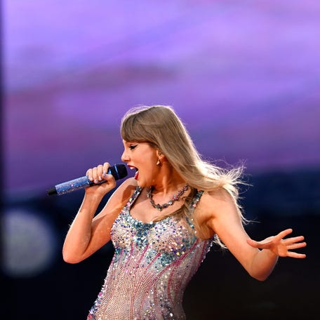 Taylor Swift performs on stage during the Eras Tour at Wembley Stadium on Aug. 15, 2024, in London.