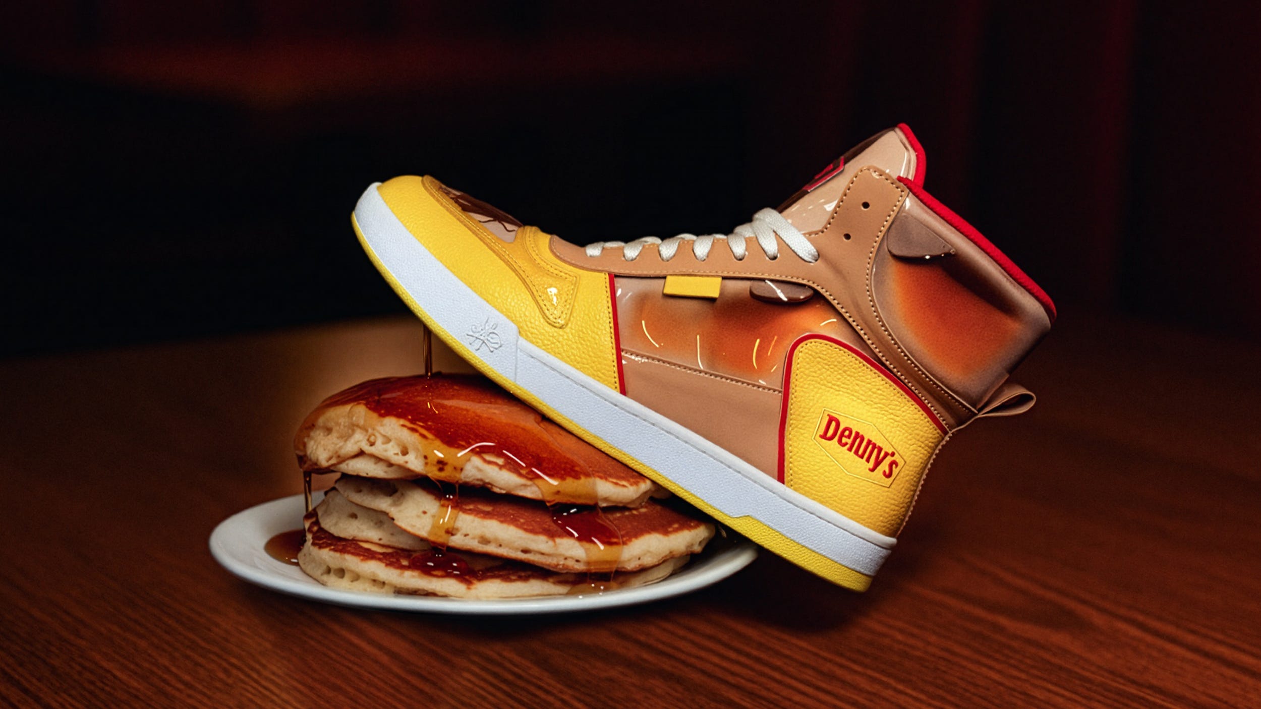 Denny’s Sticky Kicks sneakers are made with real syrup. See photos.
