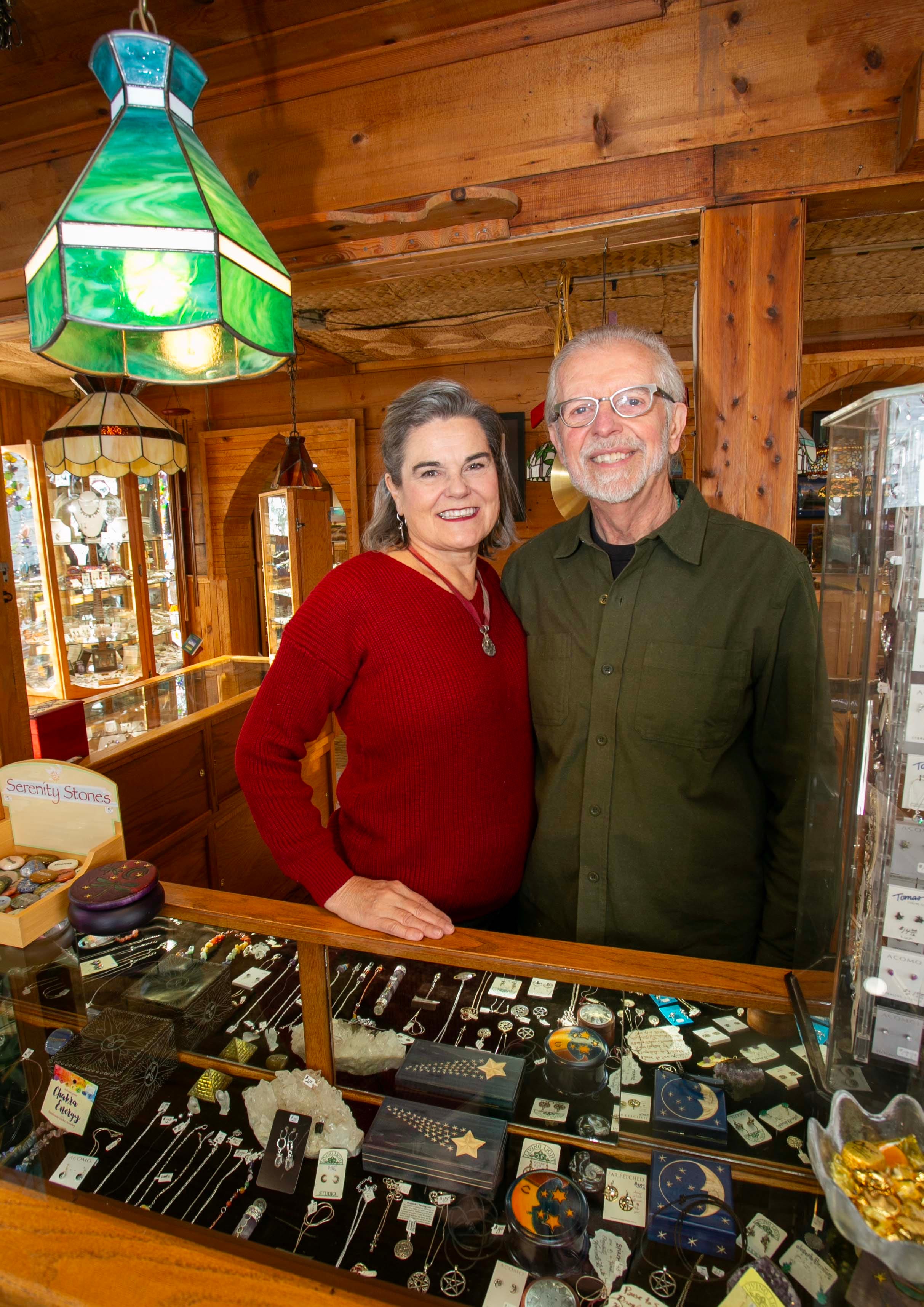 Howie and Liz Woodworth-Zanto pose in the Living Light Studio