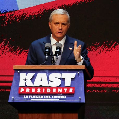 Jose Antonio Kast, of the far-right Republican Party of Chile, speaks after winning Chile's presidency in a presidential runoff election, in Santiago, Chile, Dec. 14, 2025.