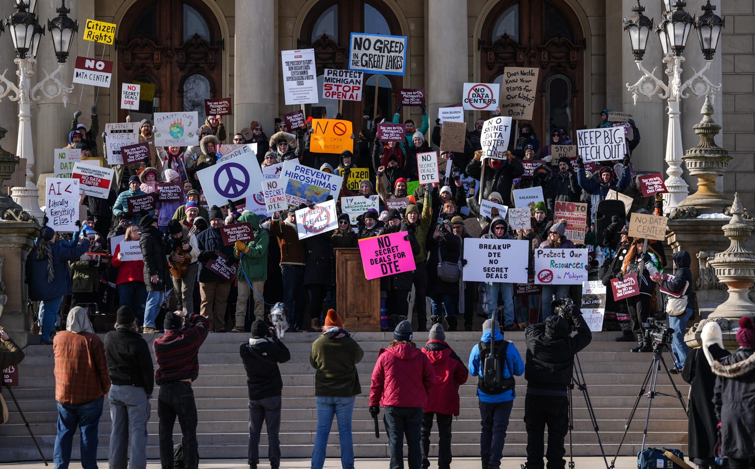 More Than 100 Rally Against Data Centers At Michigan Capitol