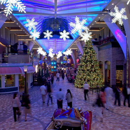 Christmas decorations on a Royal Caribbean International cruise ship.