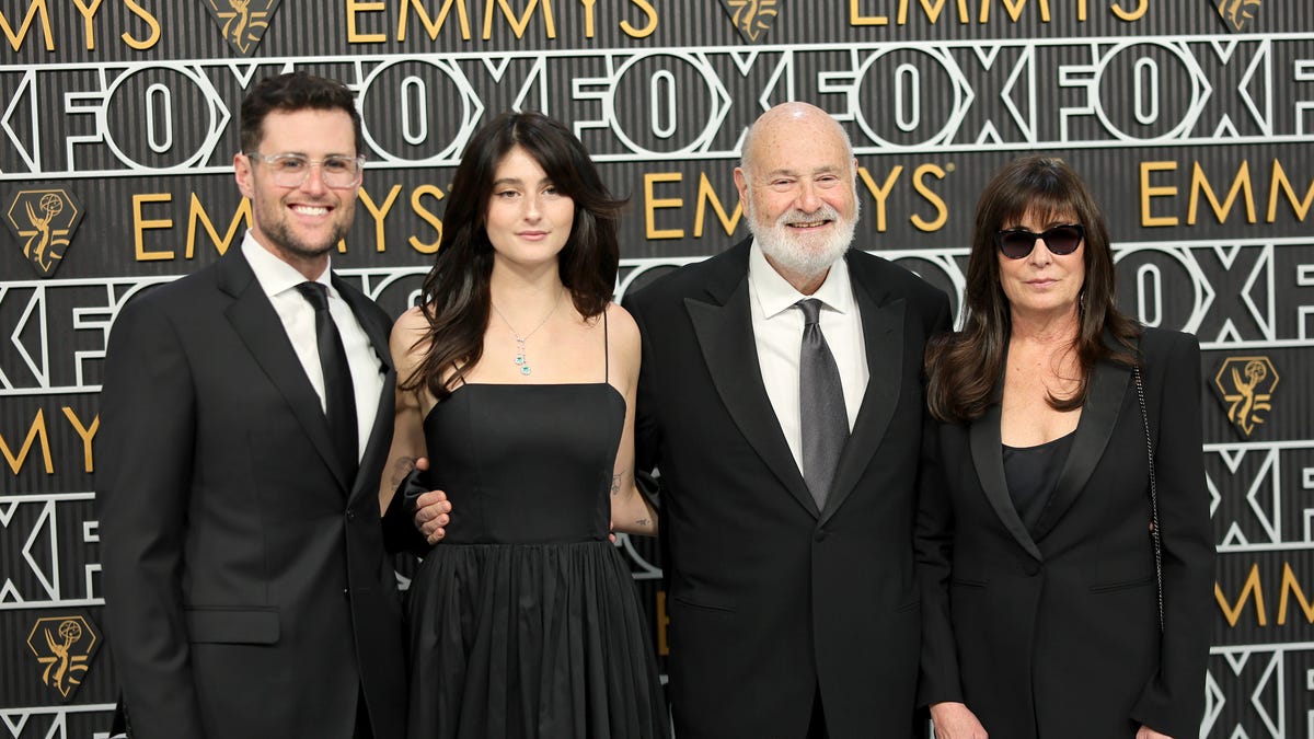 From left: Jake Reiner, Romy Reiner, Rob Reiner and Michele Reiner attend the 75th Primetime Emmy Awards at Peacock Theater on Jan. 15, 2024, in Los Angeles.
