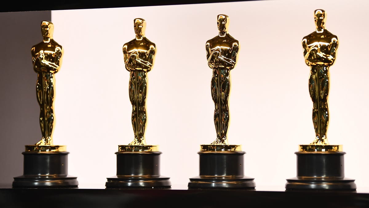 Oscar statues seen backstage during the 92nd Academy Awards at Dolby Theatre.