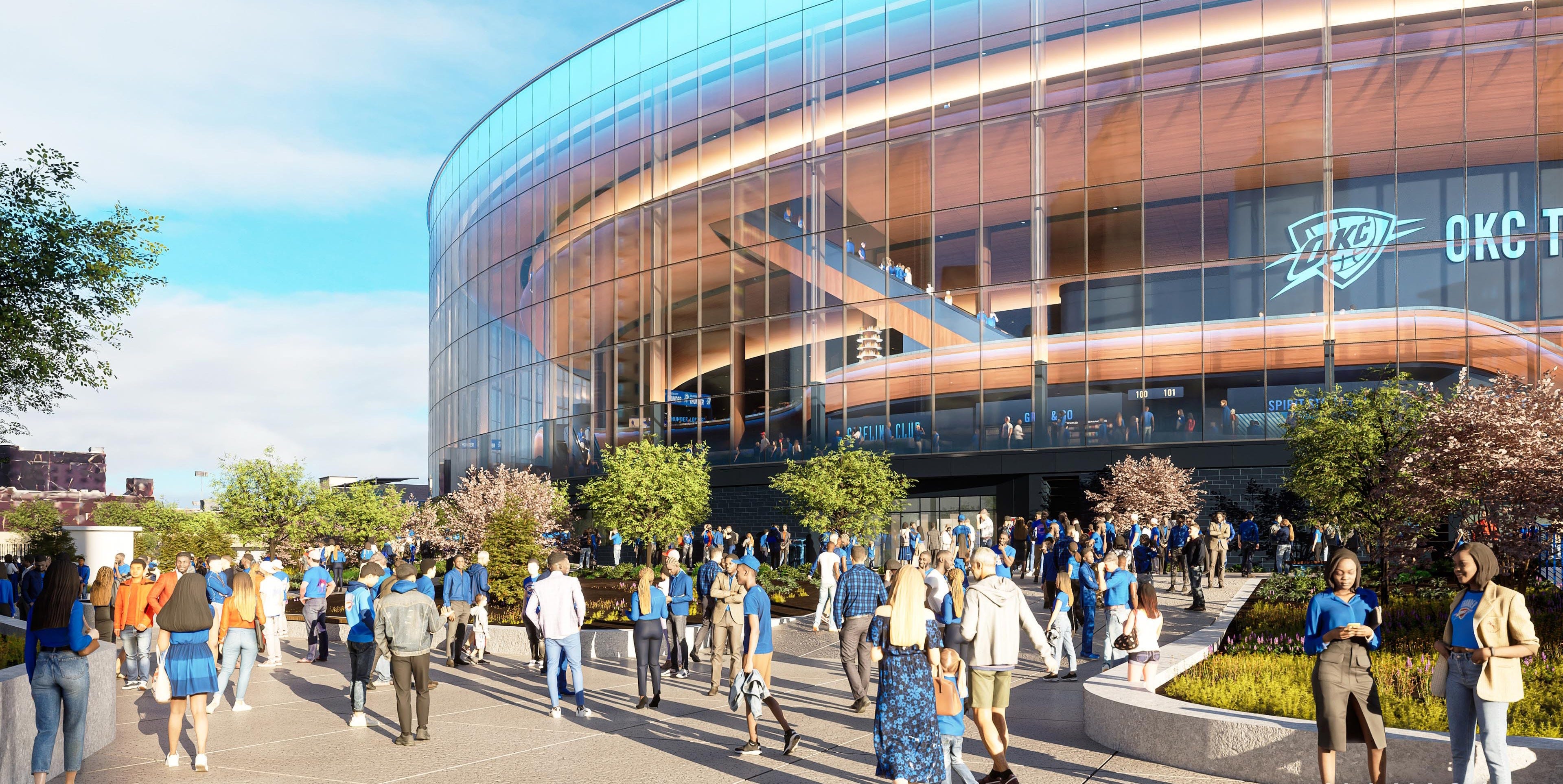 طراحی‌های جدید آرنای جدید اوکلاهما سیتی آرنا را که به سمت شرق نگاه می‌کند نشان می‌دهند.