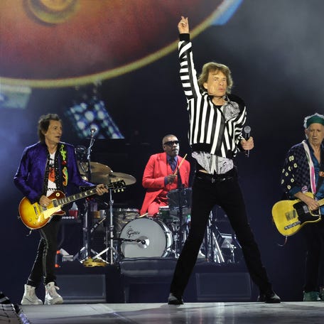 Ron Wood, Steve Jordan, Mick Jagger and Keith Richards of the Rolling Stones perform onstage at SoFi Stadium on July 13, 2024, in Inglewood, California.