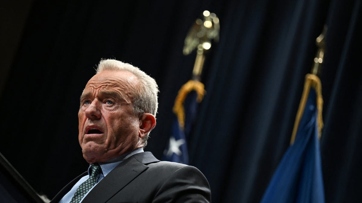 Secretary of Health and Human Services Robert F. Kennedy Jr. speaks during a press conference on Trump administration plans to lower drug costs, at the Department of Health and Human Services in Washington, D.C. on Oct. 29, 2025.