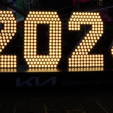 The giant "2026" numerals bringing in the new year arrived in Times Square as NYC gears up for New Year's Eve celebrations.
