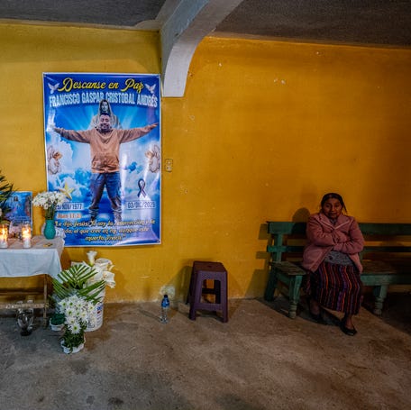 Francisco Gaspar Cristóbal Andrés — the first migrant to die in custody at the Camp East Montana ICE detention facility in El Paso — is mourned by his mother María Andrés at an altar in her home on in Santa Eulalia, Guatemala on Dec. 14, 2025