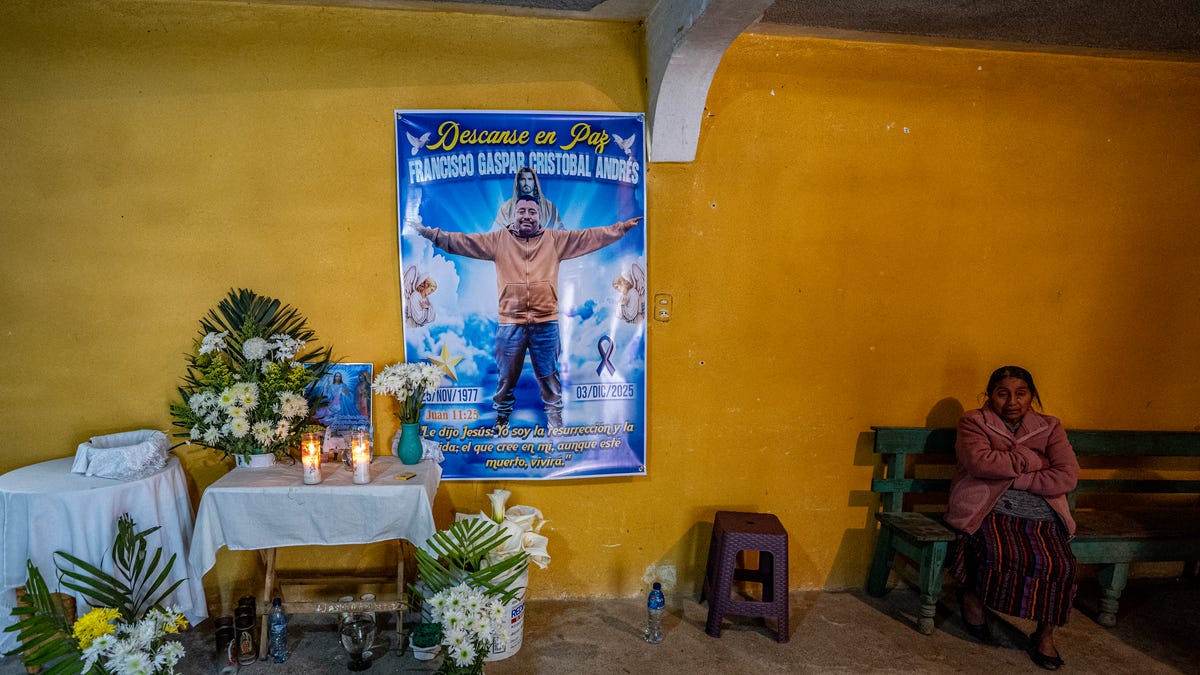 Francisco Gaspar Cristóbal Andrés — the first migrant to die in custody at the Camp East Montana ICE detention facility in El Paso — is mourned by his mother María Andrés at an altar in her home on in Santa Eulalia, Guatemala on Dec. 14, 2025
