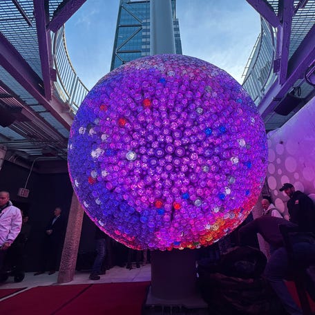 Up close with the ball at One Times Square.