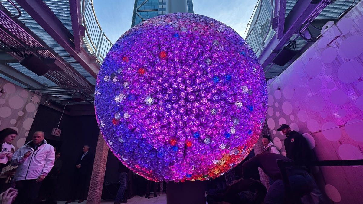 Up close with the ball at One Times Square.