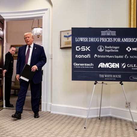 U.S. President Donald Trump arrives to makes an announcement about lowering the cost of drug prices, at the Roosevelt Room of the White House in Washington, D.C., U.S., December 19, 2025. REUTES/Evelyn Hockstein