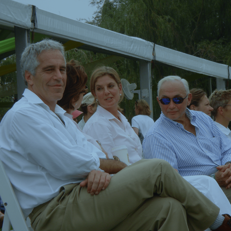 An undated photo of Jeffrey Epstein, an unknown woman, Abigail Wexner, and who appears to be Les Wexner at an event.