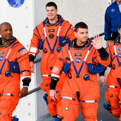 The astronauts of Artemis II (from left) Victor Glover, Jeremy Hansen, Reid Wiseman and Christina Koch leave crew quarters December 20, 2025 during their pre-launch rehearsal. Craig Bailey, FLORIDA TODAY via USA TODAY NETWORK
