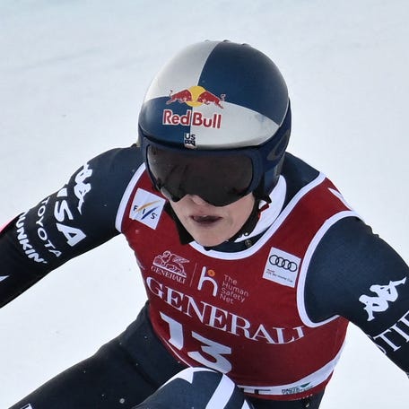 Lindsey Vonn competes in the women's super G event during the FIS Alpine Ski World Cup in Val d'Isere, France, on Dec. 21, 2025.