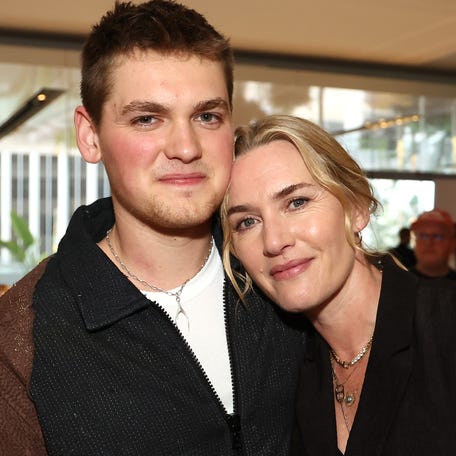 LOS ANGELES, CALIFORNIA - NOVEMBER 15: (L-R) Joe Anders and Kate Winslet attend Netflix's "Goodbye June" LA Tastemaker event at CAA on November 15, 2025 in Los Angeles, California. (Photo by Tommaso Boddi/Getty Images for Netflix)