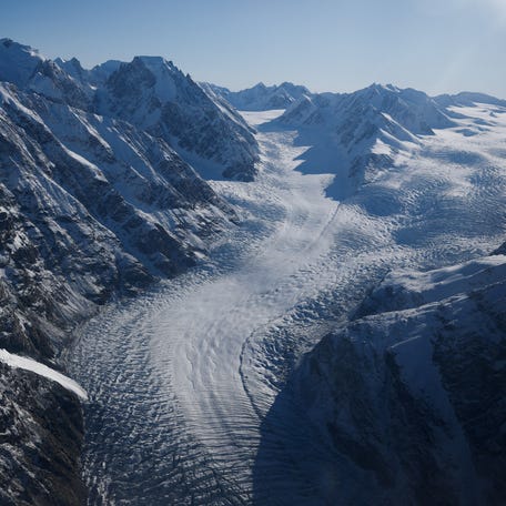 An aerial view shows eastern Greenland, on Sept. 18, 2025. REUTERS/Guglielmo Mangiapane/File Photo