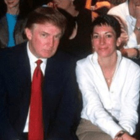 Ghislaine Maxwell and Donald Trump are shown in this image released by the Department of Justice on Dec. 23, 2025, as part of a new trove of documents from its investigations into the late financier and convicted sex offender Jeffrey Epstein.