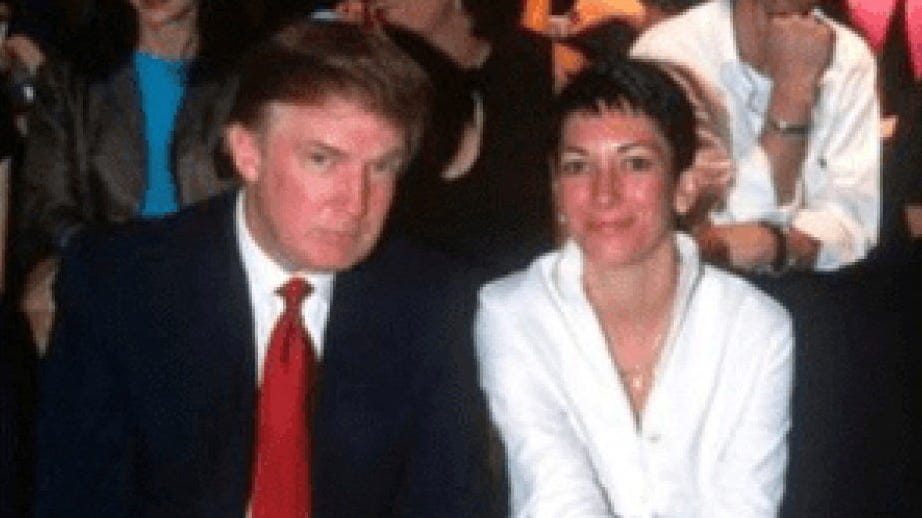 Ghislaine Maxwell and Donald Trump are shown in this image released by the Department of Justice on Dec. 23, 2025 as part of a new trove of documents from its investigations into the late financier and convicted sex offender Jeffrey Epstein.