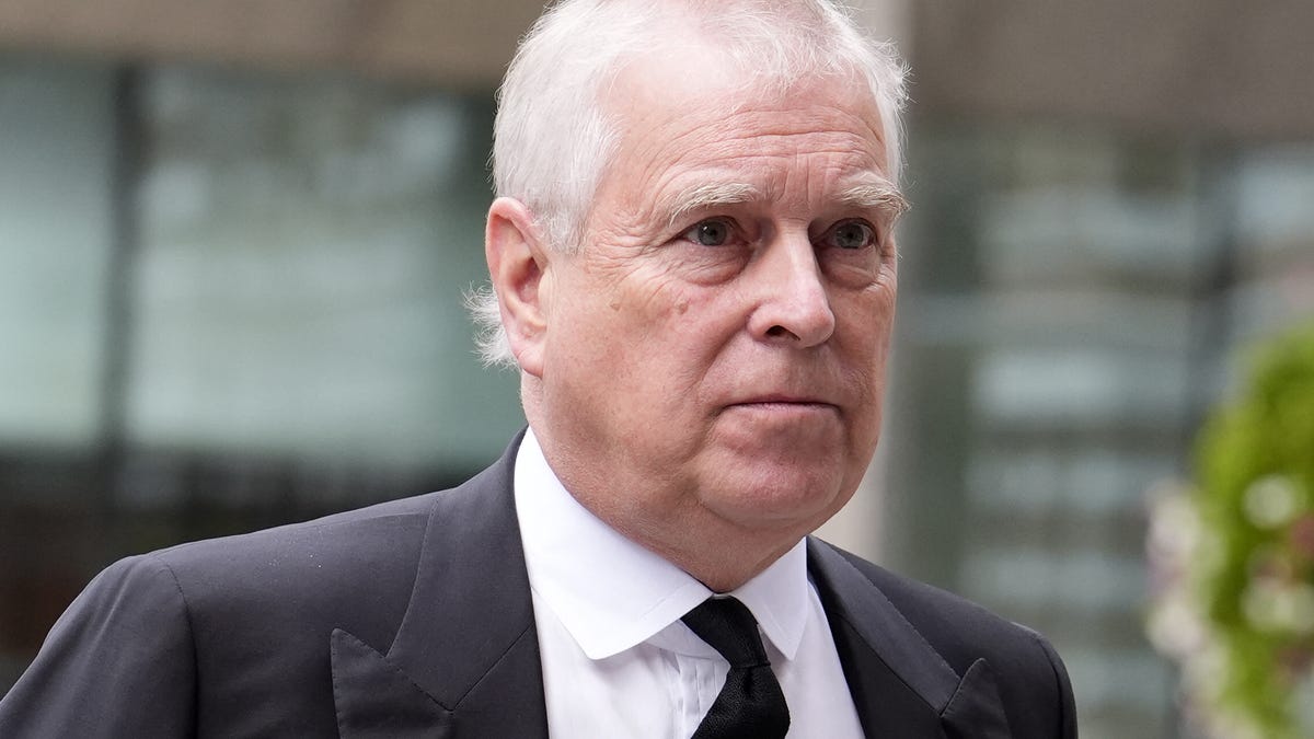 Prince Andrew arrives to Westminster Cathedral in London on Sept. 16, 2025.