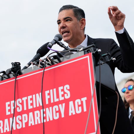 Rep. Robert Garcia (D-CA) speaks during a news conference on the "Epstein Files" outside the U.S. Capitol on November 18, 2025 in Washington, DC.